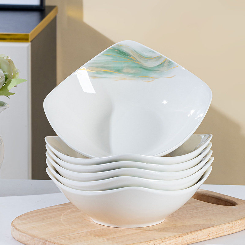 盘子菜盘家用新款银杏高颜值陶瓷菜盘翘脚盘沙拉盘轻奢点心四角盘