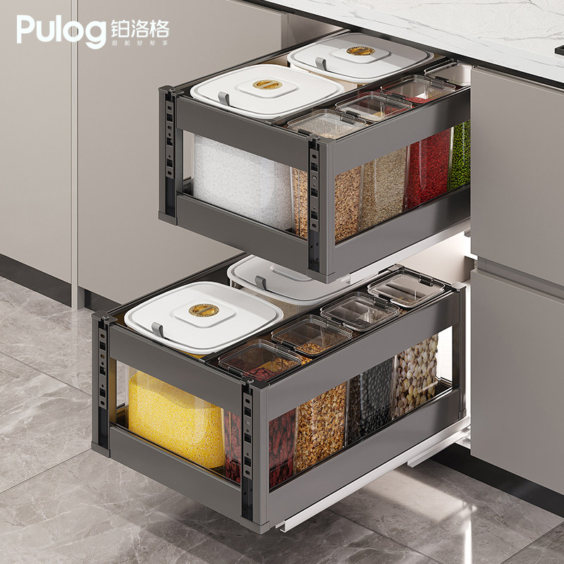 厨房橱柜米箱拉篮嵌入式米面桶米缸防潮防虫密封家用五谷杂粮收纳,家装主材,米桶,淘宝优惠券,粉丝福利购,淘宝优惠卷