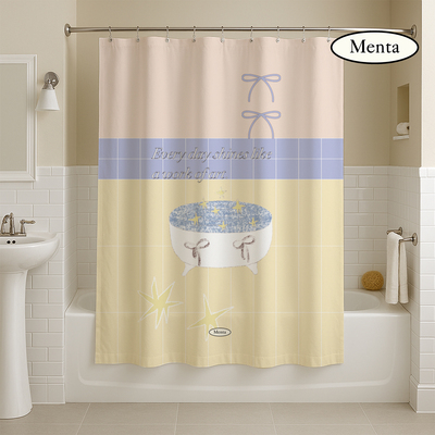 薄荷岛《我爱洗澡》插画风浴帘