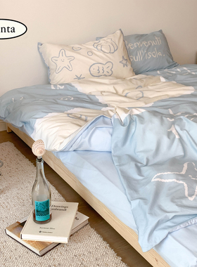 薄荷岛“四件套合集”纯棉床品床单四件套原创童趣拼色INS四季款