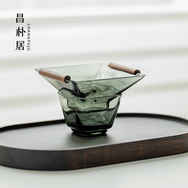 昌朴居茶漏茶滤高档玻璃四方过滤组泡茶家用耐热茶道配件功夫茶具