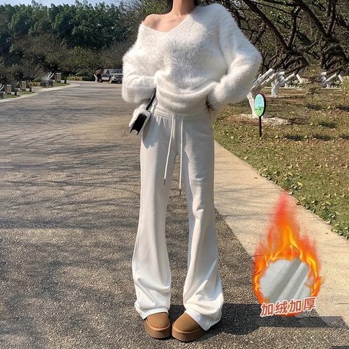 RJVO复古辣妹白色喇叭裤女