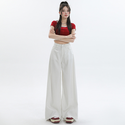 RJVO白色天丝牛仔裤女