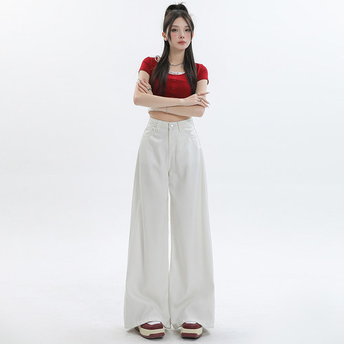 RJVO白色天丝牛仔裤女