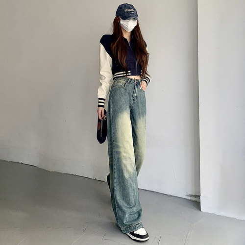 RJVO复古蓝怀旧水洗牛仔裤女