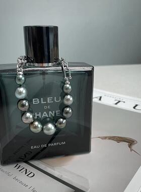 MiNG/名皇 大溪地莫兰迪巴洛克手链女8-10mm天然海水黑色珍珠