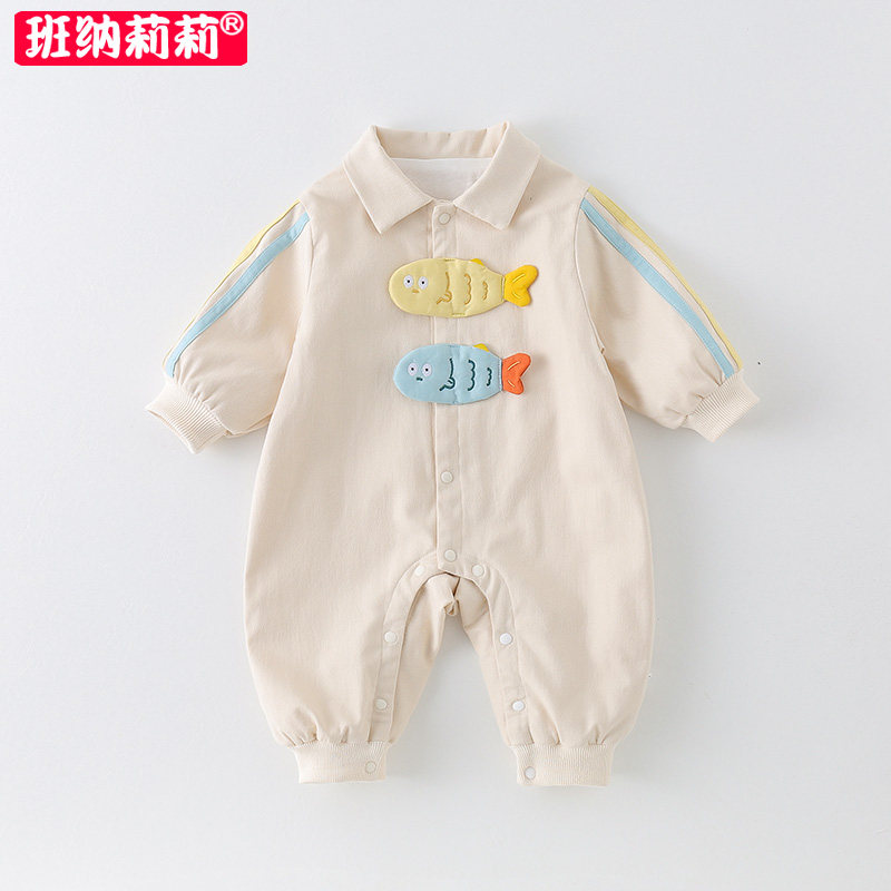 新生婴儿衣服春装男宝宝连体衣春秋季可爱洋气哈衣0一1岁外套爬服