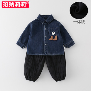 儿童套装秋冬装2025款男宝宝夹棉外套加绒卫裤深秋冬季衣服两件套