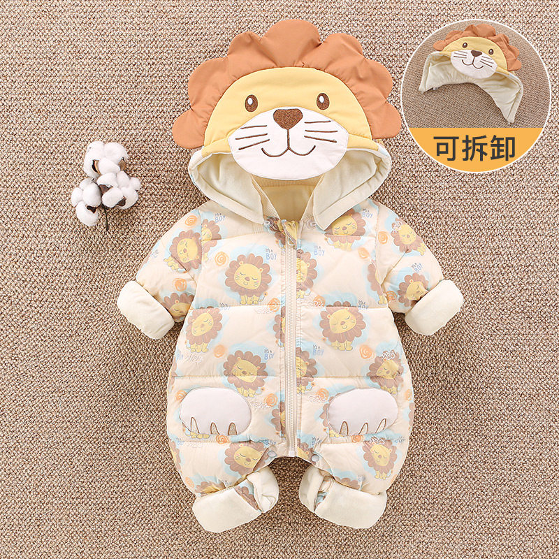 婴儿冬装衣服连体衣秋冬季套装宝宝棉袄外出抱衣加厚棉服哈衣爬服