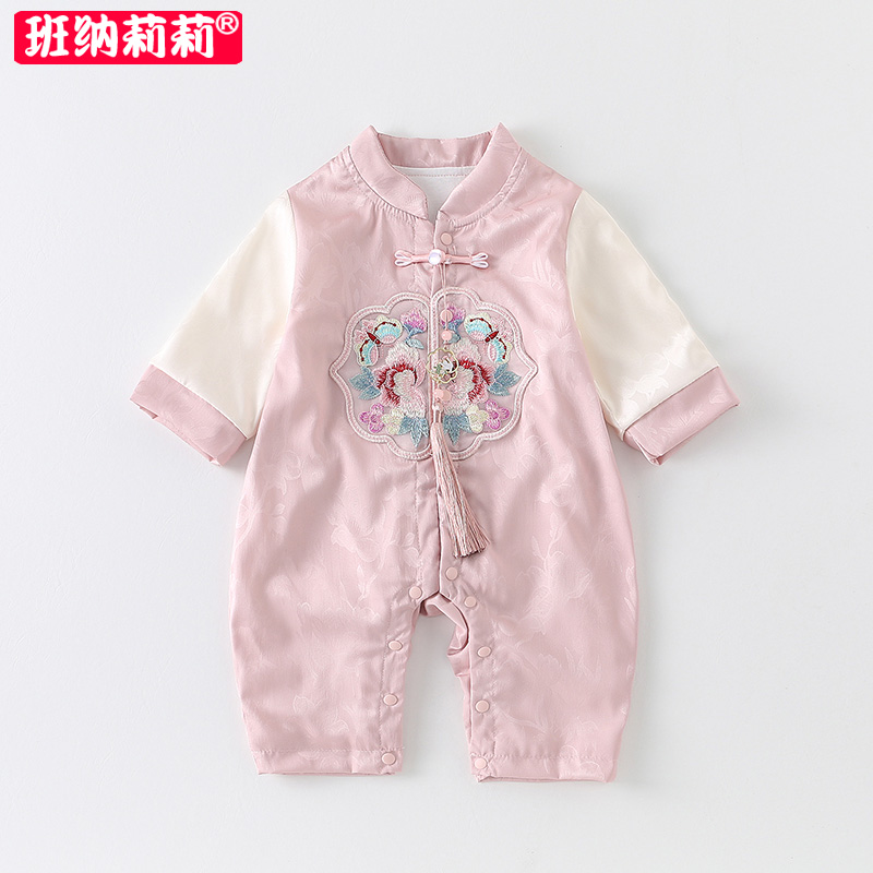 婴儿春秋连体衣中国风哈衣