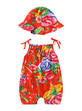 东北大花哈衣纯棉连体衣爬服