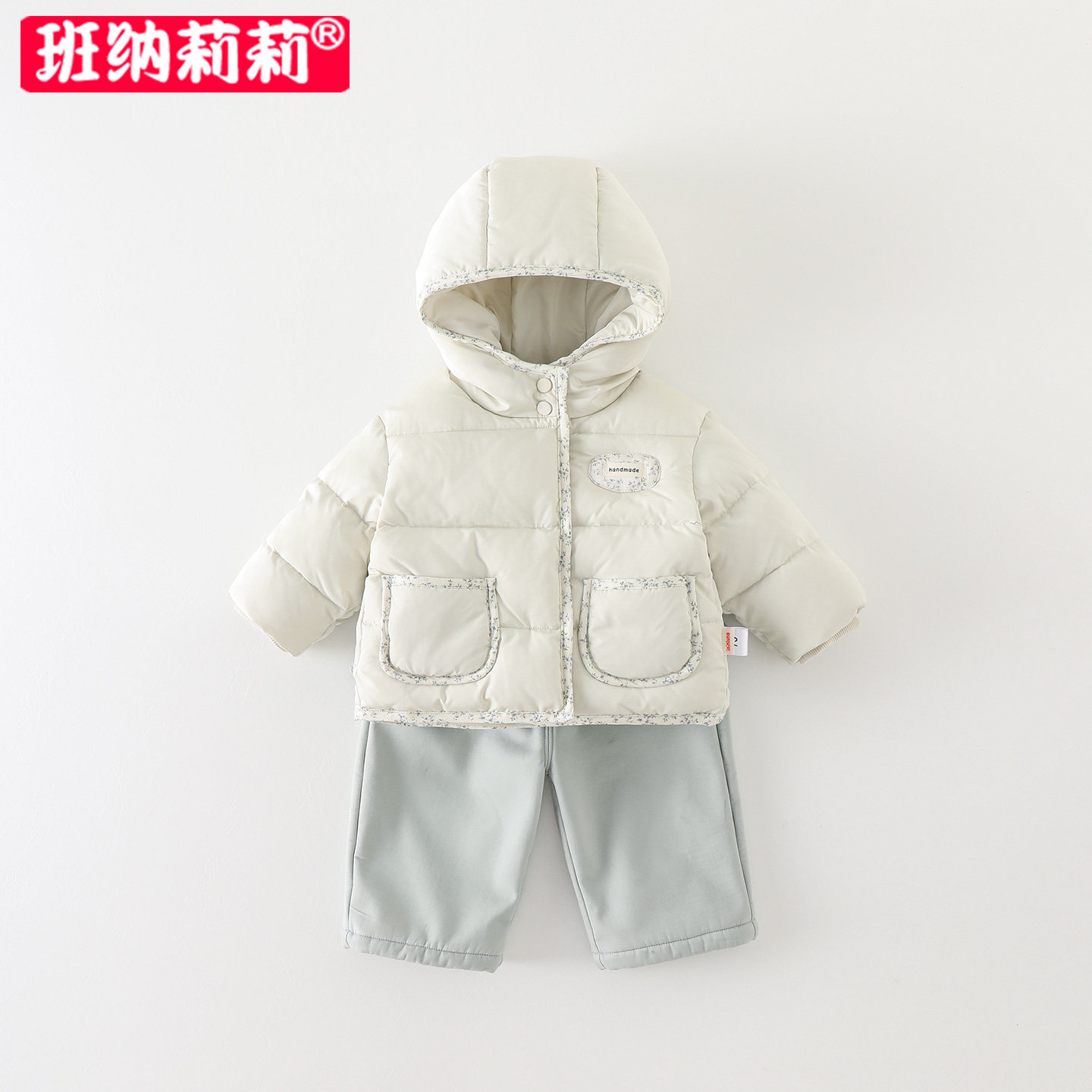 女童套装冬装2025新品宝宝加厚棉袄加绒裤子冬季婴幼儿衣服三件套