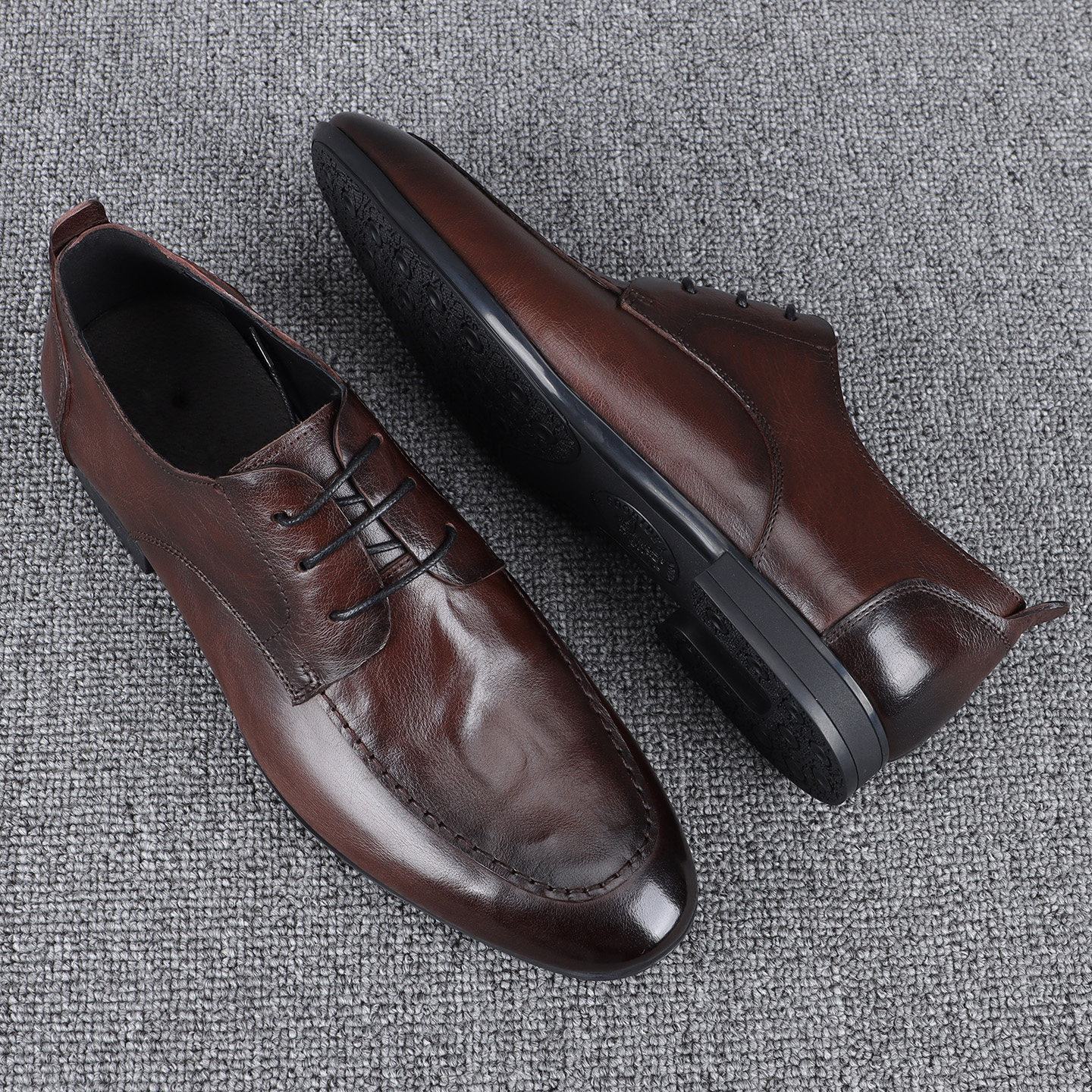 高档真皮鞋2025新款纯皮透气系带男士商务正装休闲鞋日常棕色男鞋,流行男鞋,休闲皮鞋,淘宝优惠券,粉丝福利购,淘宝优惠卷