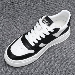 潮牌男鞋2026新款时尚真皮拼色厚底休闲板鞋软底轻便增高透气鞋子