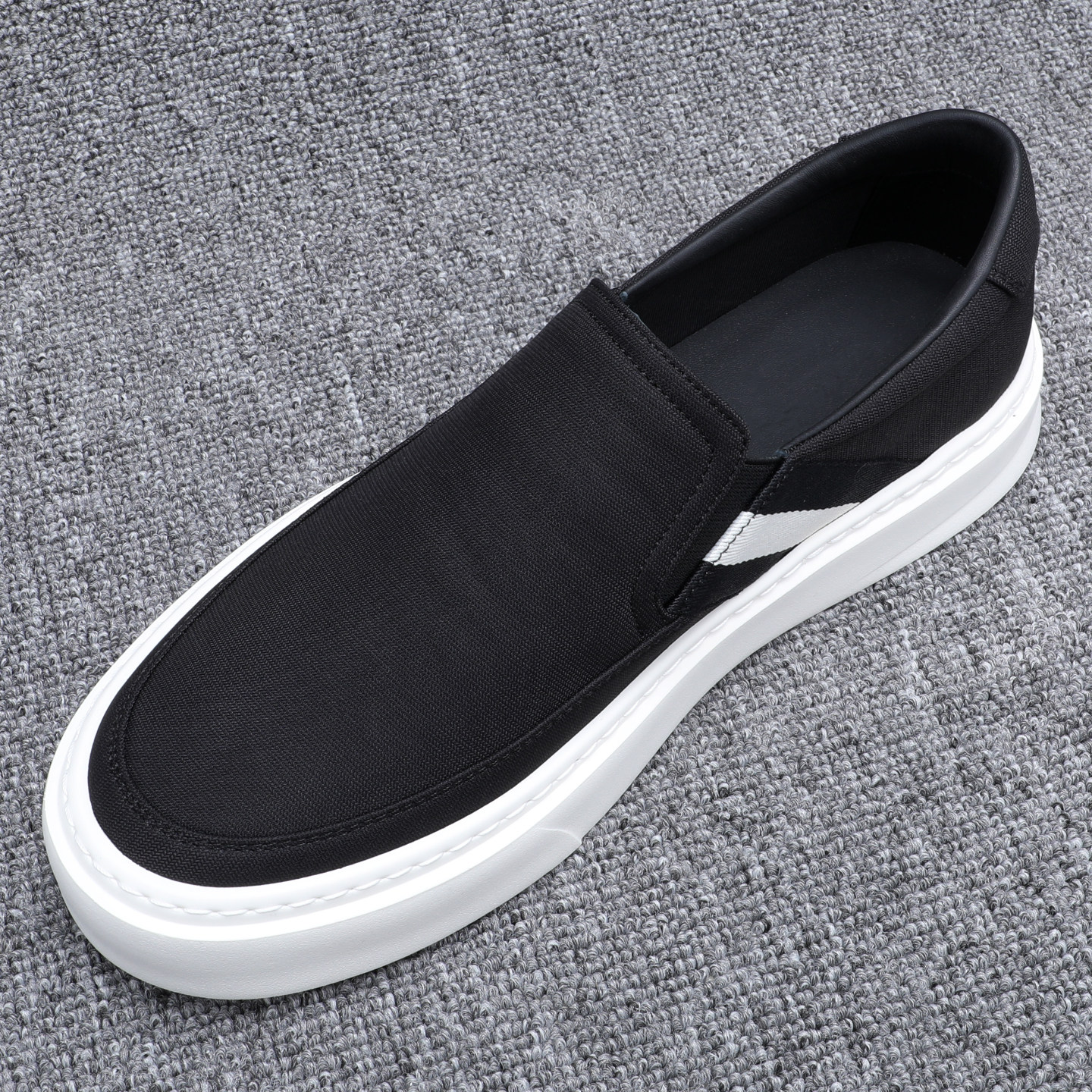 一脚蹬厚底男士帆布鞋夏季透气素面简约轻便休闲男鞋日常男乐福鞋