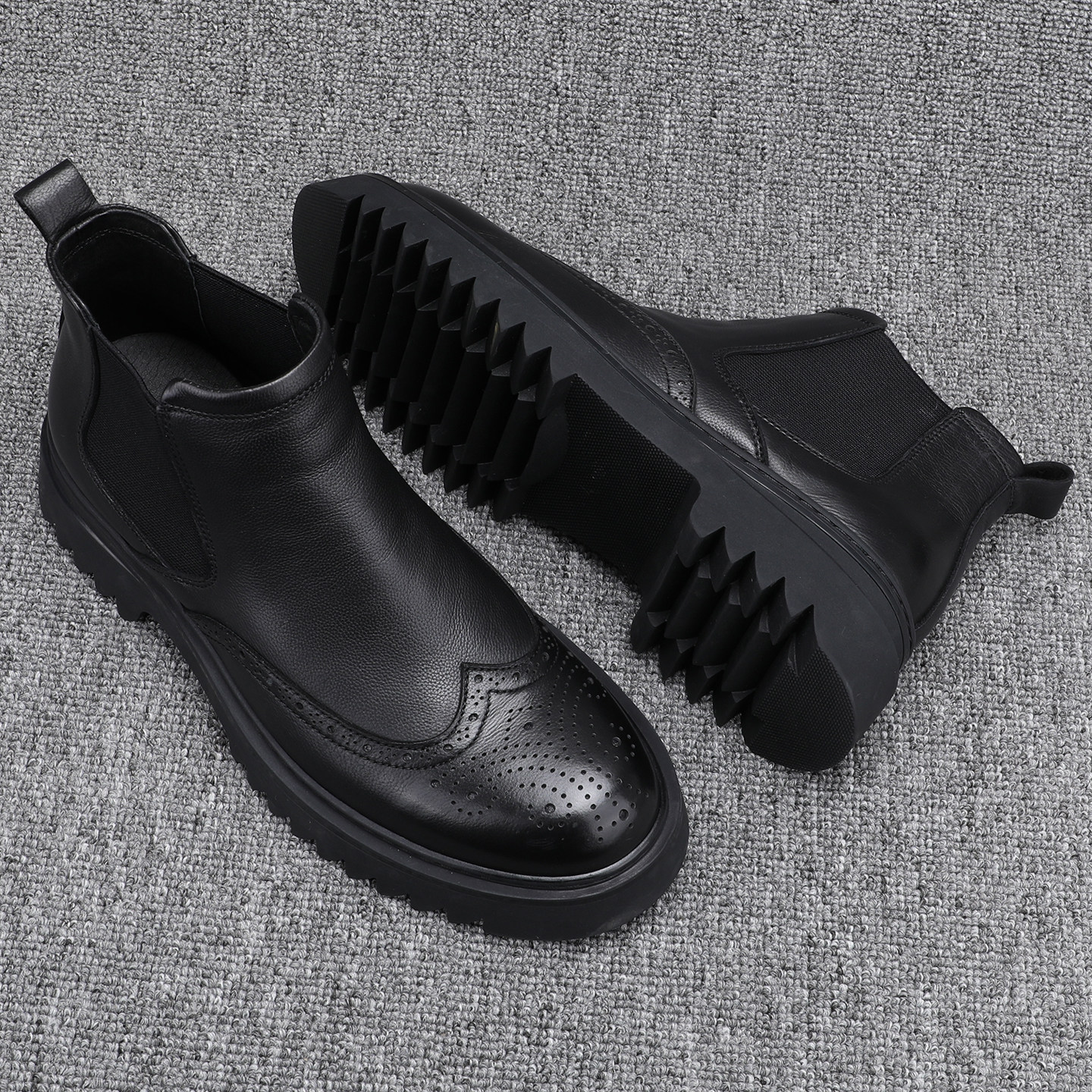 马丁靴男士切尔西靴真皮短靴冬季英伦风厚底百搭布洛克雕花男皮靴,流行男鞋,切尔西靴,淘宝优惠券,粉丝福利购,淘宝优惠卷