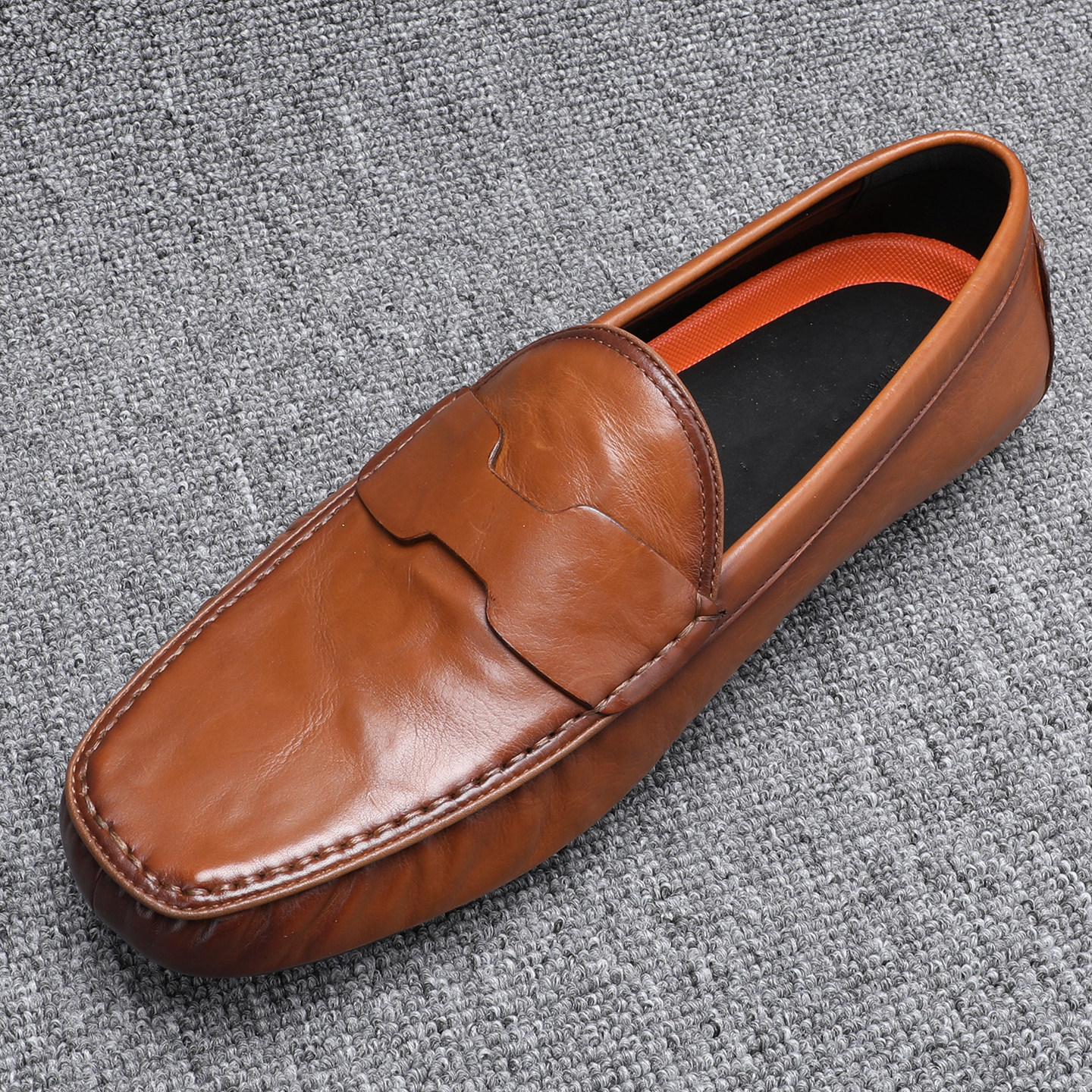 纯皮豆豆鞋男款2026新款软底百搭棕色男士休闲鞋真皮透气百搭皮鞋