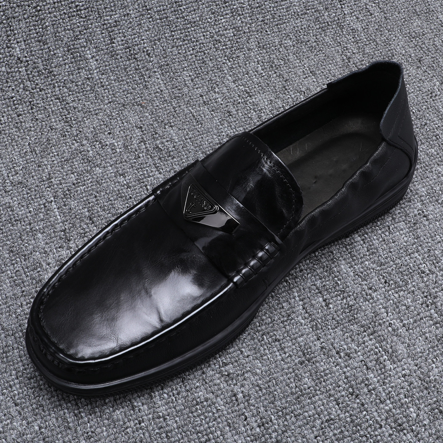 韩版豆豆鞋男款头层牛皮一脚蹬真皮休闲乐福鞋时尚百搭软底男皮鞋