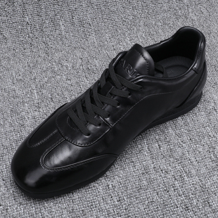 真皮板鞋男款头层牛皮黑色系带休闲鞋透气软底百搭潮流平底德迅鞋