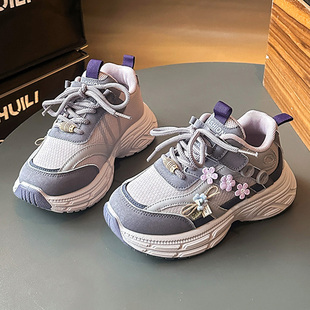 男童防水软底运动鞋 女童皮面跑步鞋 老爹鞋 儿童防滑时尚 春秋新款