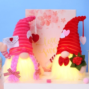 跨境新品圣诞情人节爱心无脸老人发光公仔装饰摆件派对聚会装饰品