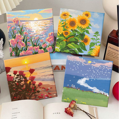 海上生花钻石画 DIY手工满钻粘贴钻石画风景花卉益智摆台装饰画