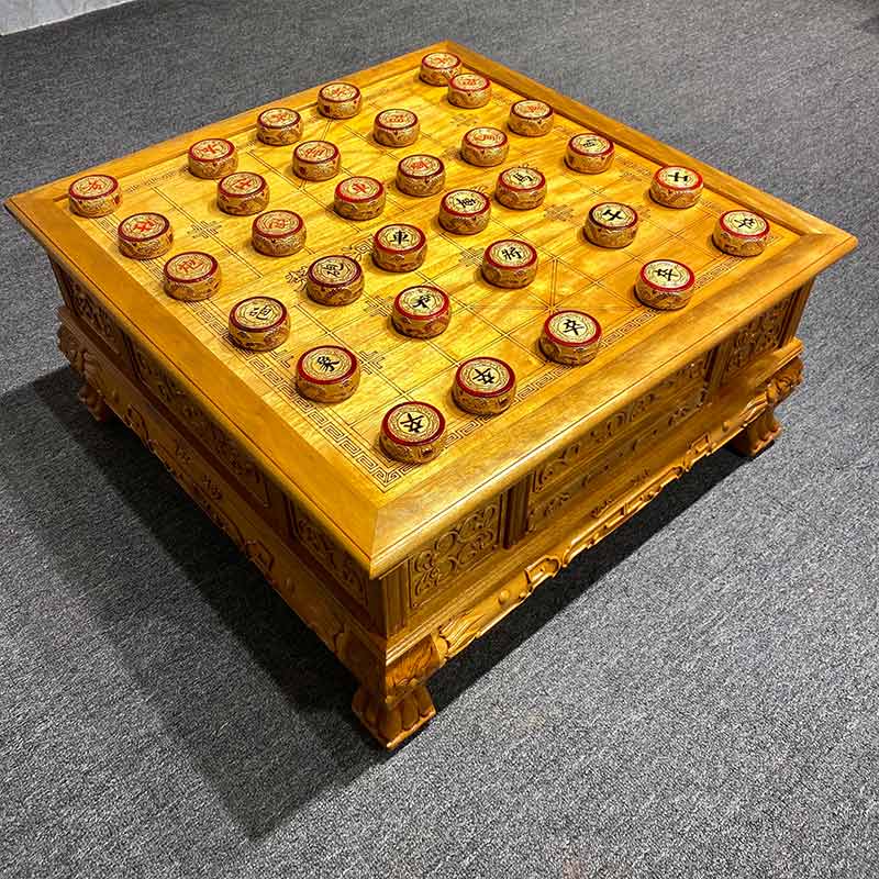 金丝楠木象棋小叶桢楠象棋盘围棋盘茶盘多功能实木折叠成人大号