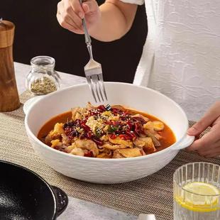 日式陶瓷水煮鱼大汤碗双耳商用酒店干锅盆酸菜鱼毛血旺专用碗大号