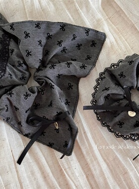 灰色格雷系蝴蝶结方圈大肠发圈头绳高级感马尾辫丸子头发饰发绳女