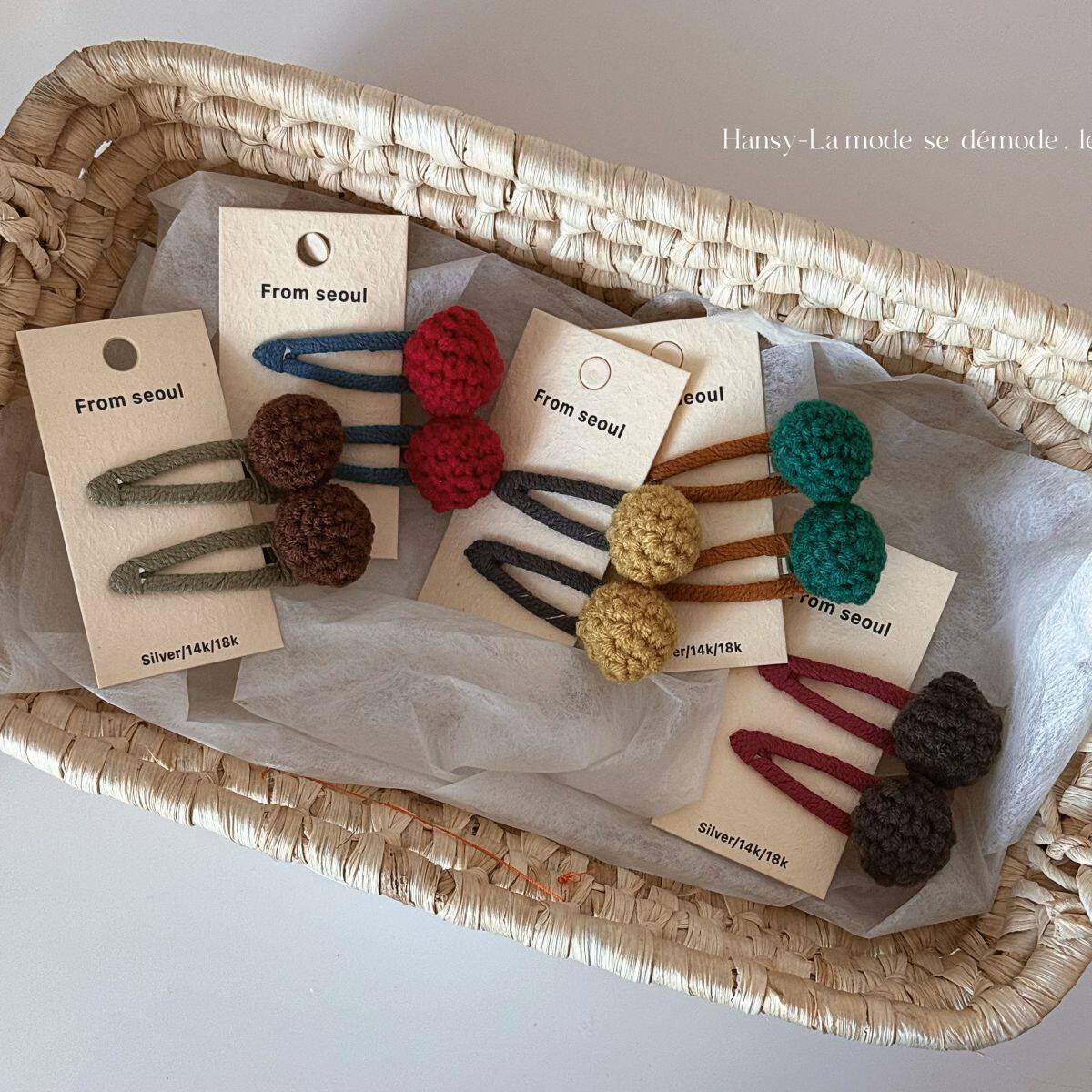 新款甜美彩色毛线球球发夹秋冬百搭可爱儿童BB夹不伤发侧边碎发夹