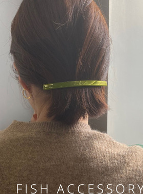 韩版醋酸清爽果绿色复古一字夹弹簧发夹马尾夹中短发半发细长夹子