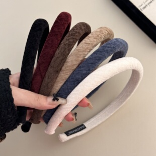 早春韩式丝绒窄版细发箍女高级感温柔海绵头箍高颅顶网红气质头箍