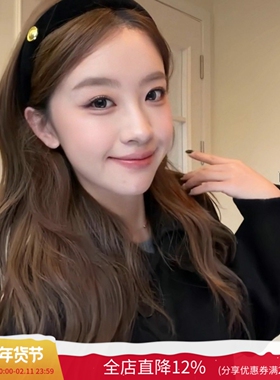 Fever同款黑色金标丝绒发箍女款高颅顶头箍高级感头饰2025年新款