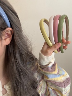 甜美春季 韩版 彩色皮革纯色窄发箍头饰ins少女百搭气质压发头箍女