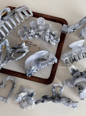 烟灰色色个性百搭海星鸡蛋花抓夹时尚发夹气质简约鲨鱼夹发饰新款