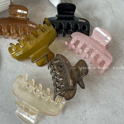 韩版金标气质百搭树脂中号纯色大齿洗漱慵懒发抓鲨鱼盘发夹发饰