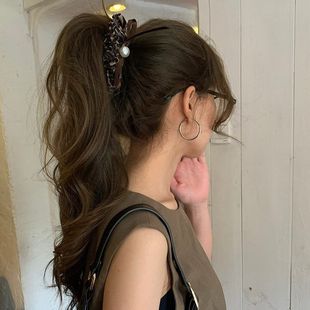 韩国甜酷豹纹裙摆香蕉夹2025新款高马尾气质发夹高级感夹子发饰女