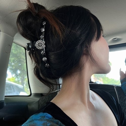 朋克庄园~巴洛克鲨鱼夹十字架梵文复古发饰女发夹后脑勺大号抓夹