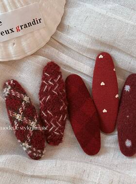 新年红色爱心波点bb夹布艺发卡前额刘海侧边发夹高级感百搭夹子