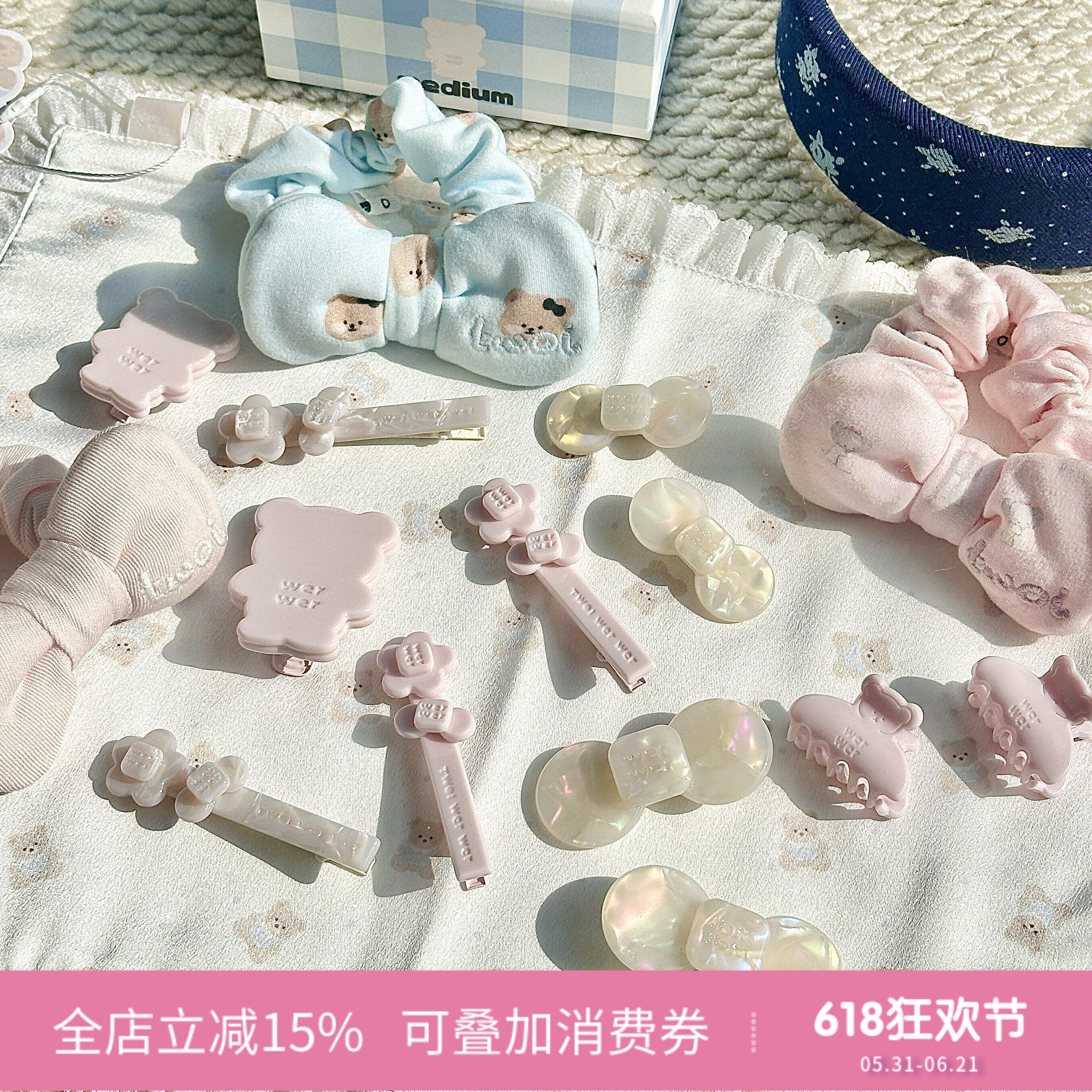 wer字母醋酸发夹可爱少女花朵蝴蝶结刘海夹鸭嘴夹边夹碎发夹发饰