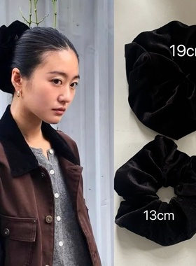 高级感大肠发圈女经典韩国博主同款黑色丝绒气质扎丸子头大号头绳