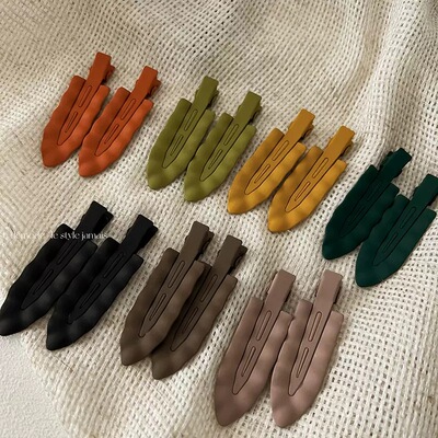 彩色无痕发夹磨砂波浪金属碎发边夹前额刘海夹洗脸化妆鸭嘴发卡