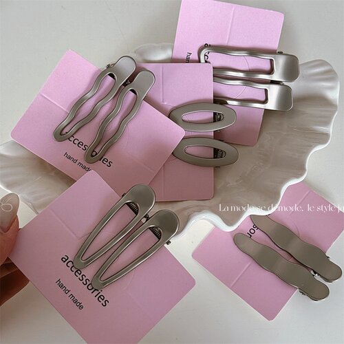 银灰色高级感金属简约百搭发夹对夹 甜美少女侧边刘海夹鸭嘴夹