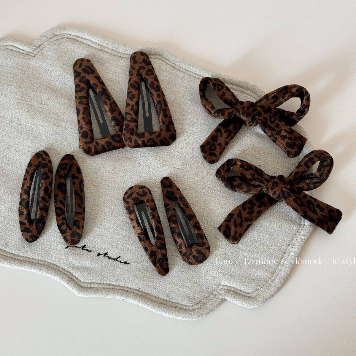 韩国东大门豹纹布艺BB夹