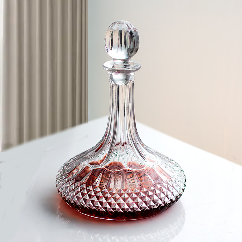 欧式轻奢带盖醒酒器家用水晶玻璃红酒分酒器葡萄酒快速醒酒壶高档