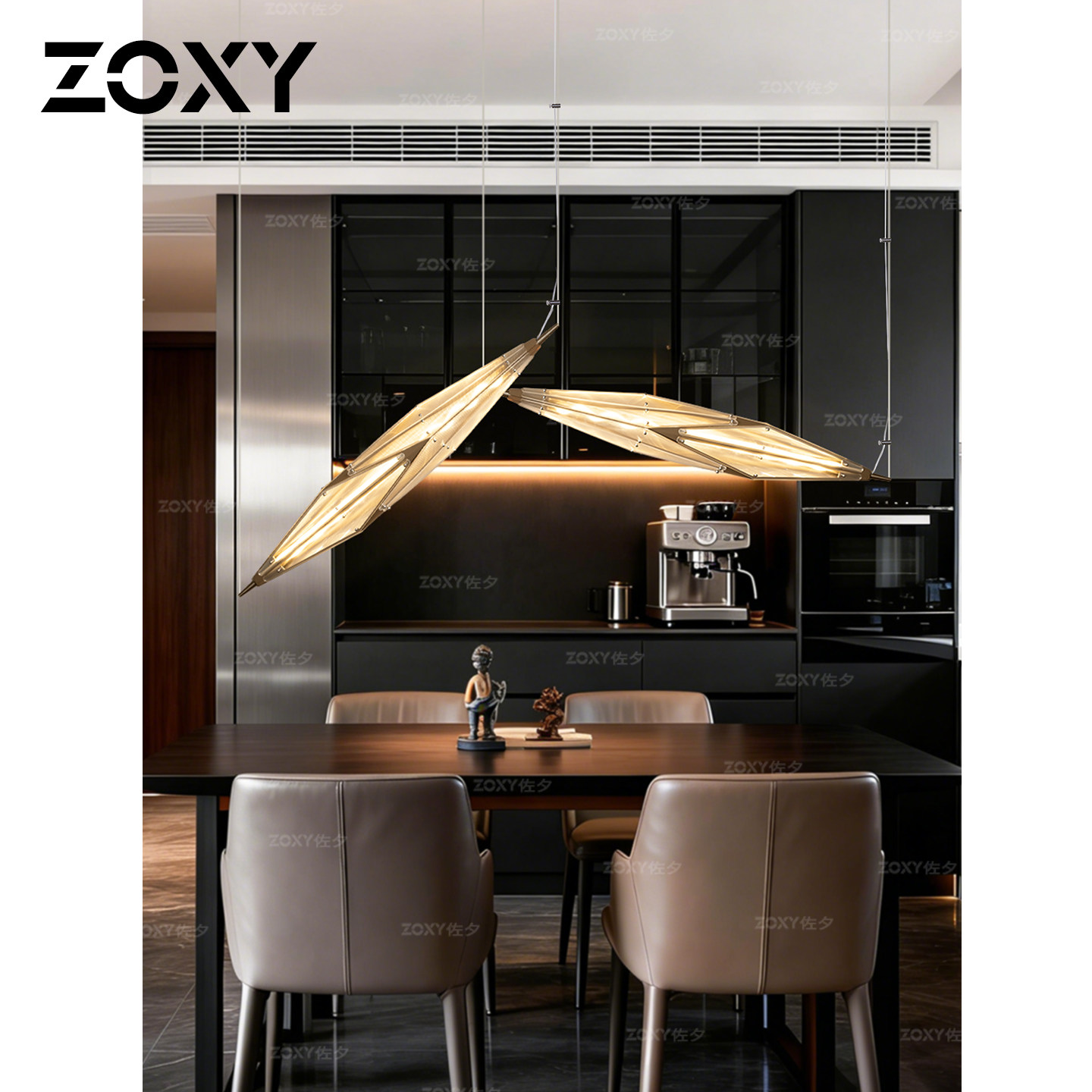 zoxy 现代简约餐厅长条吊灯2026新款轻奢高级感创意大厅餐桌吊灯