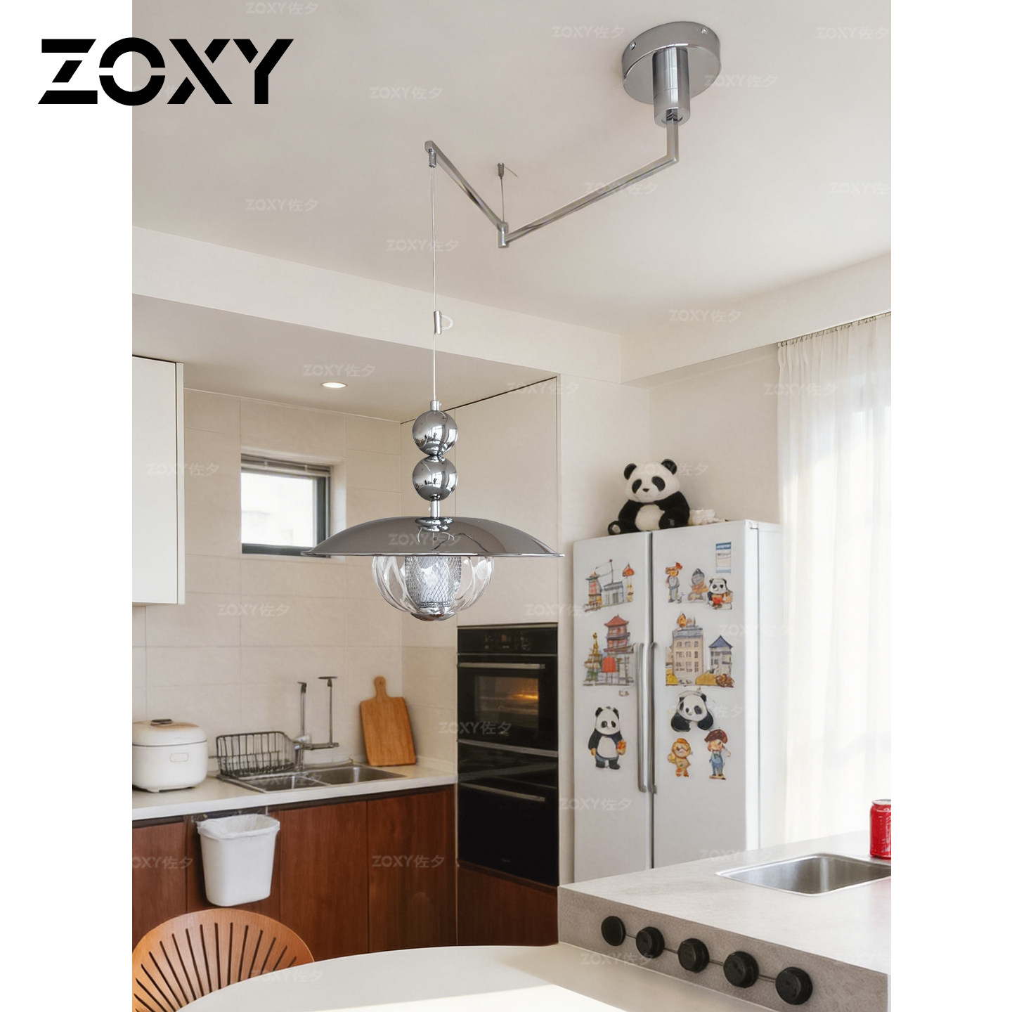 zoxy包豪斯智能岛台复古吧台摇臂调节移位灯具移动圆桌饭厅灯吊灯