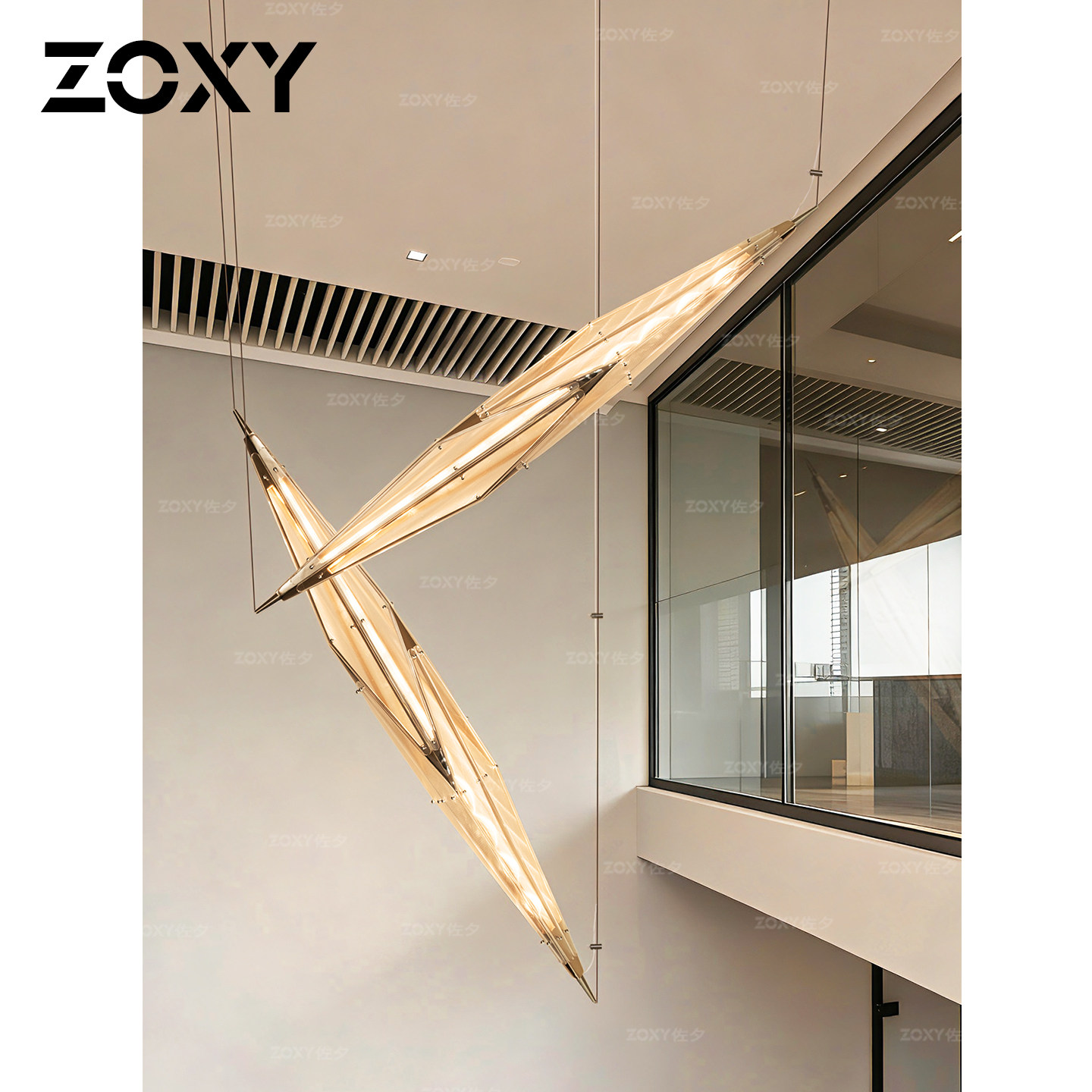 zoxy 现代简约轻奢复式挑空客厅吊灯设计师款高级感中空楼梯吊灯