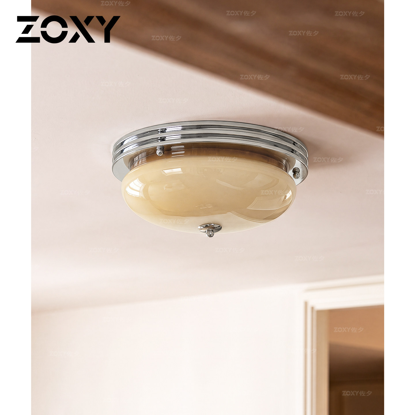 zoxy包豪斯奶油风设计师吸顶灯图片