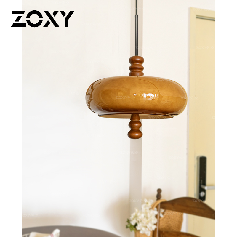 zoxy餐厅、卧室铁艺+玻璃小吊灯